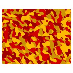 Red and Yellow Camouflage Pattern Double Sided Flano Blanket (Medium) 