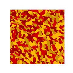 Red And Yellow Camouflage Pattern Small Satin Scarf (square) by SpinnyChairDesigns