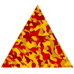 Red and Yellow Camouflage Pattern Wooden Puzzle Triangle