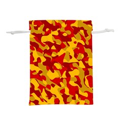 Red and Yellow Camouflage Pattern Lightweight Drawstring Pouch (S)