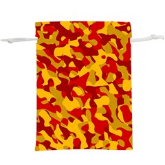 Red and Yellow Camouflage Pattern  Lightweight Drawstring Pouch (XL)