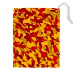 Red and Yellow Camouflage Pattern Drawstring Pouch (5XL) Front