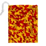 Red and Yellow Camouflage Pattern Drawstring Pouch (5XL) Back