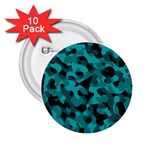 Black and Teal Camouflage Pattern 2.25  Buttons (10 pack)  Front