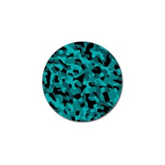 Black And Teal Camouflage Pattern Golf Ball Marker by SpinnyChairDesigns