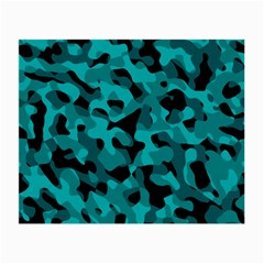 Black And Teal Camouflage Pattern Small Glasses Cloth by SpinnyChairDesigns