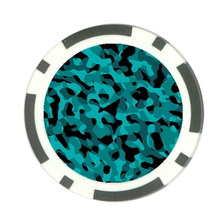 Black and Teal Camouflage Pattern Poker Chip Card Guard (10 pack)