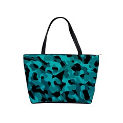 Black And Teal Camouflage Pattern Classic Shoulder Handbag by SpinnyChairDesigns