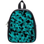 Black and Teal Camouflage Pattern School Bag (Small) Front