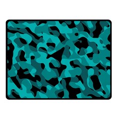 Black And Teal Camouflage Pattern Fleece Blanket (small) by SpinnyChairDesigns