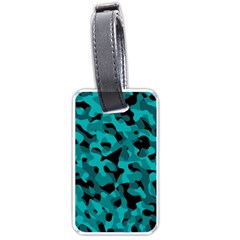 Black And Teal Camouflage Pattern Luggage Tag (one Side) by SpinnyChairDesigns