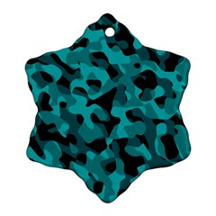 Black And Teal Camouflage Pattern Snowflake Ornament (two Sides) by SpinnyChairDesigns