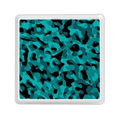 Black And Teal Camouflage Pattern Memory Card Reader (square) by SpinnyChairDesigns