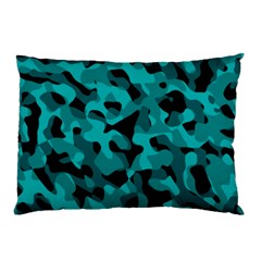 Black And Teal Camouflage Pattern Pillow Case (two Sides) by SpinnyChairDesigns