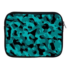 Black And Teal Camouflage Pattern Apple Ipad 2/3/4 Zipper Cases by SpinnyChairDesigns