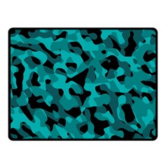 Black And Teal Camouflage Pattern Double Sided Fleece Blanket (small)  by SpinnyChairDesigns