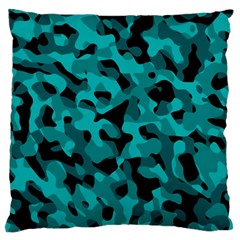 Black And Teal Camouflage Pattern Standard Flano Cushion Case (two Sides) by SpinnyChairDesigns