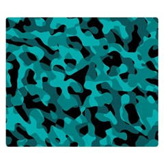 Black And Teal Camouflage Pattern Double Sided Flano Blanket (small)  by SpinnyChairDesigns