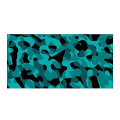 Black And Teal Camouflage Pattern Satin Wrap by SpinnyChairDesigns