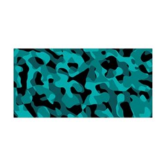 Black And Teal Camouflage Pattern Yoga Headband by SpinnyChairDesigns