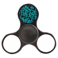 Black And Teal Camouflage Pattern Finger Spinner by SpinnyChairDesigns