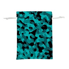 Black And Teal Camouflage Pattern Lightweight Drawstring Pouch (l) by SpinnyChairDesigns