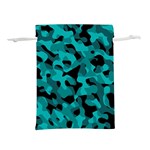 Black and Teal Camouflage Pattern Lightweight Drawstring Pouch (L) Back