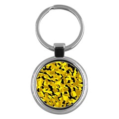 Black and Yellow Camouflage Pattern Key Chain (Round)