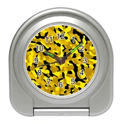 Black and Yellow Camouflage Pattern Travel Alarm Clock