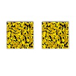 Black and Yellow Camouflage Pattern Cufflinks (Square) Front(Pair)