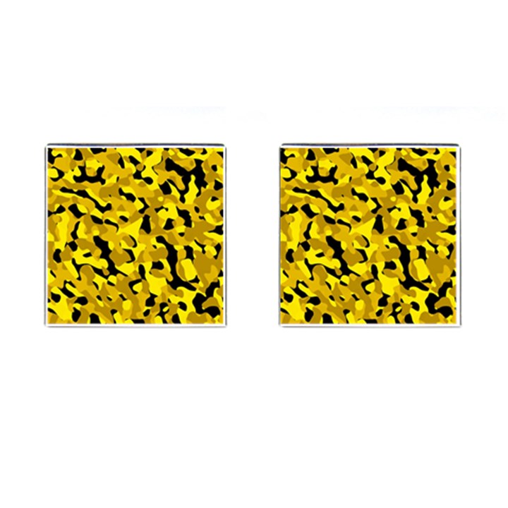 Black and Yellow Camouflage Pattern Cufflinks (Square)