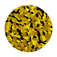 Black and Yellow Camouflage Pattern Round Ornament (Two Sides)