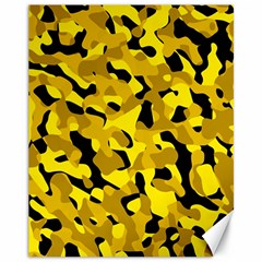 Black And Yellow Camouflage Pattern Canvas 11  X 14  by SpinnyChairDesigns