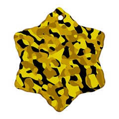 Black and Yellow Camouflage Pattern Snowflake Ornament (Two Sides)