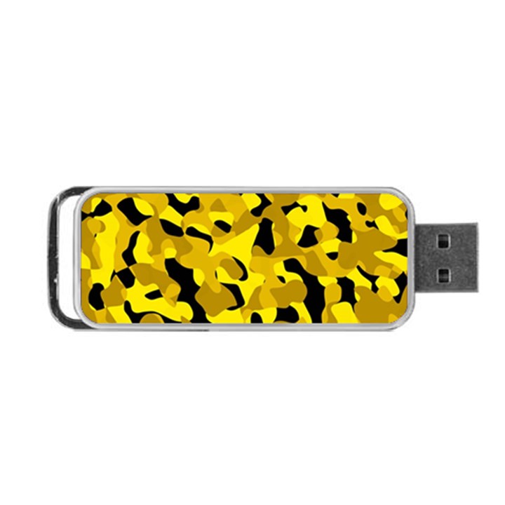 Black and Yellow Camouflage Pattern Portable USB Flash (One Side)