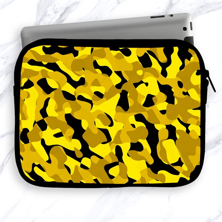 Black and Yellow Camouflage Pattern Apple iPad 2/3/4 Zipper Cases