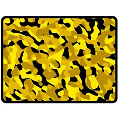 Black and Yellow Camouflage Pattern Double Sided Fleece Blanket (Large) 