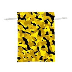 Black and Yellow Camouflage Pattern Lightweight Drawstring Pouch (M)