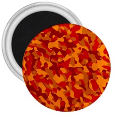 Red And Orange Camouflage Pattern 3  Magnets by SpinnyChairDesigns