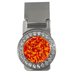 Red And Orange Camouflage Pattern Money Clips (cz)  by SpinnyChairDesigns