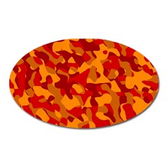 Red And Orange Camouflage Pattern Oval Magnet by SpinnyChairDesigns