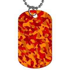 Red And Orange Camouflage Pattern Dog Tag (one Side) by SpinnyChairDesigns