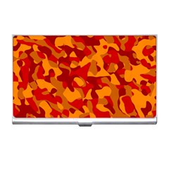 Red And Orange Camouflage Pattern Business Card Holder