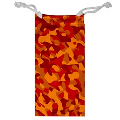 Red And Orange Camouflage Pattern Jewelry Bag by SpinnyChairDesigns