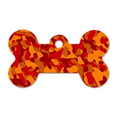 Red And Orange Camouflage Pattern Dog Tag Bone (two Sides) by SpinnyChairDesigns