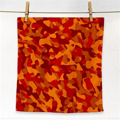 Red And Orange Camouflage Pattern Face Towel by SpinnyChairDesigns