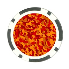 Red And Orange Camouflage Pattern Poker Chip Card Guard (10 Pack) by SpinnyChairDesigns