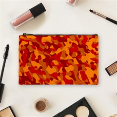 Red And Orange Camouflage Pattern Cosmetic Bag (medium) by SpinnyChairDesigns