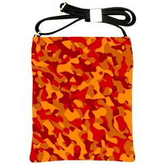 Red And Orange Camouflage Pattern Shoulder Sling Bag by SpinnyChairDesigns