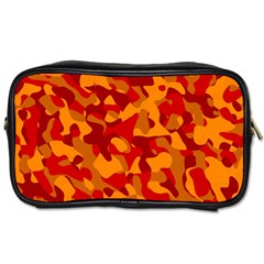 Red And Orange Camouflage Pattern Toiletries Bag (two Sides) by SpinnyChairDesigns